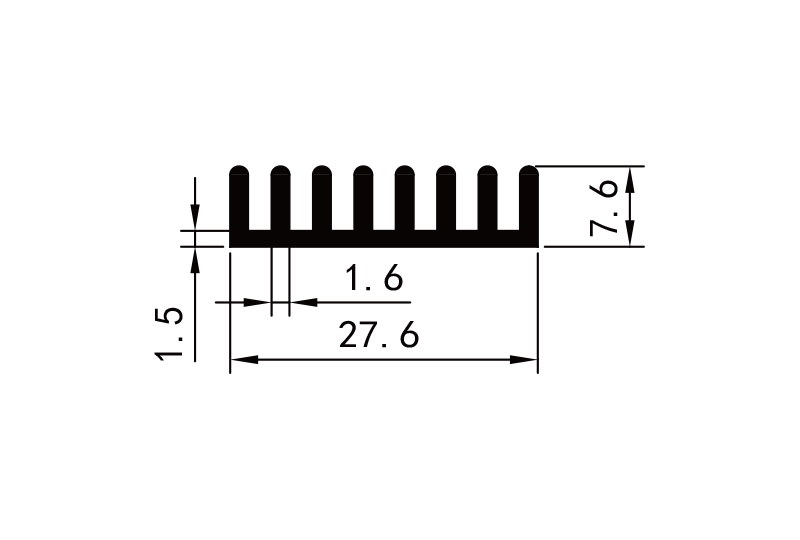 KS-2028 插片散热器参数图电子散热器规格型号尺寸